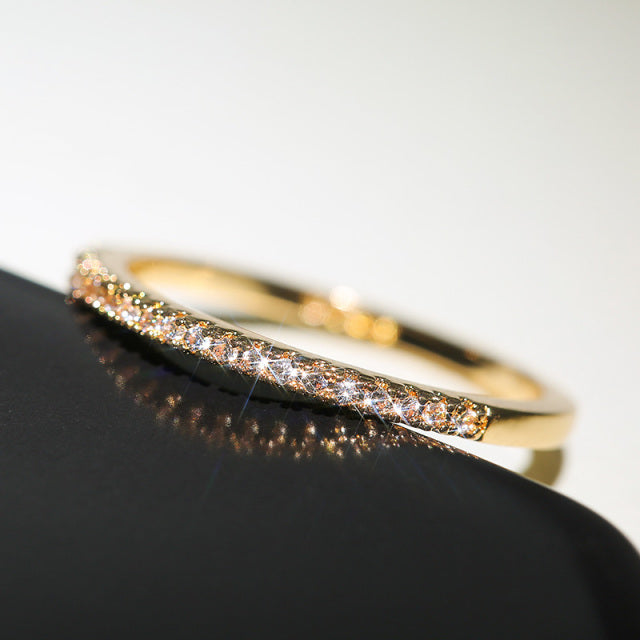 Huitan New 2020 Minimalist Thin Rings for Women Wedding Brilliant Cubic Zircon High Quality Versatile Female Finger Ring Jewelry