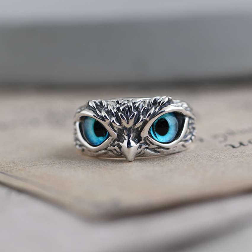 Charm Vintage Cute Men and Women Simple Design Owl Ring Silver Color Engagement Wedding Rings Jewelry Gifts